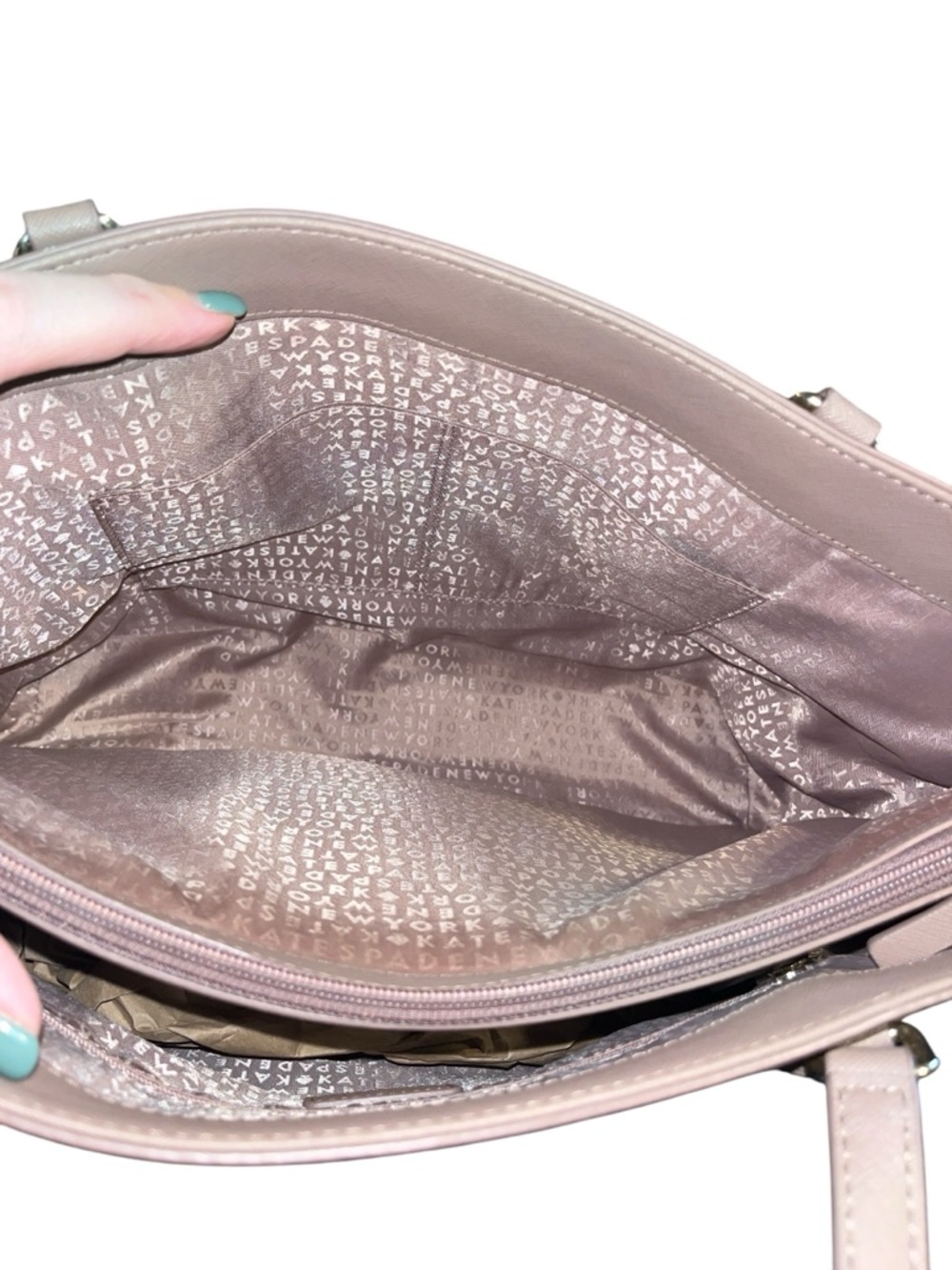 Kate Spade Dusty Pink Leather Tote Bag with Padded Interior Laptop Zipper Pocket - Picture 8 of 12